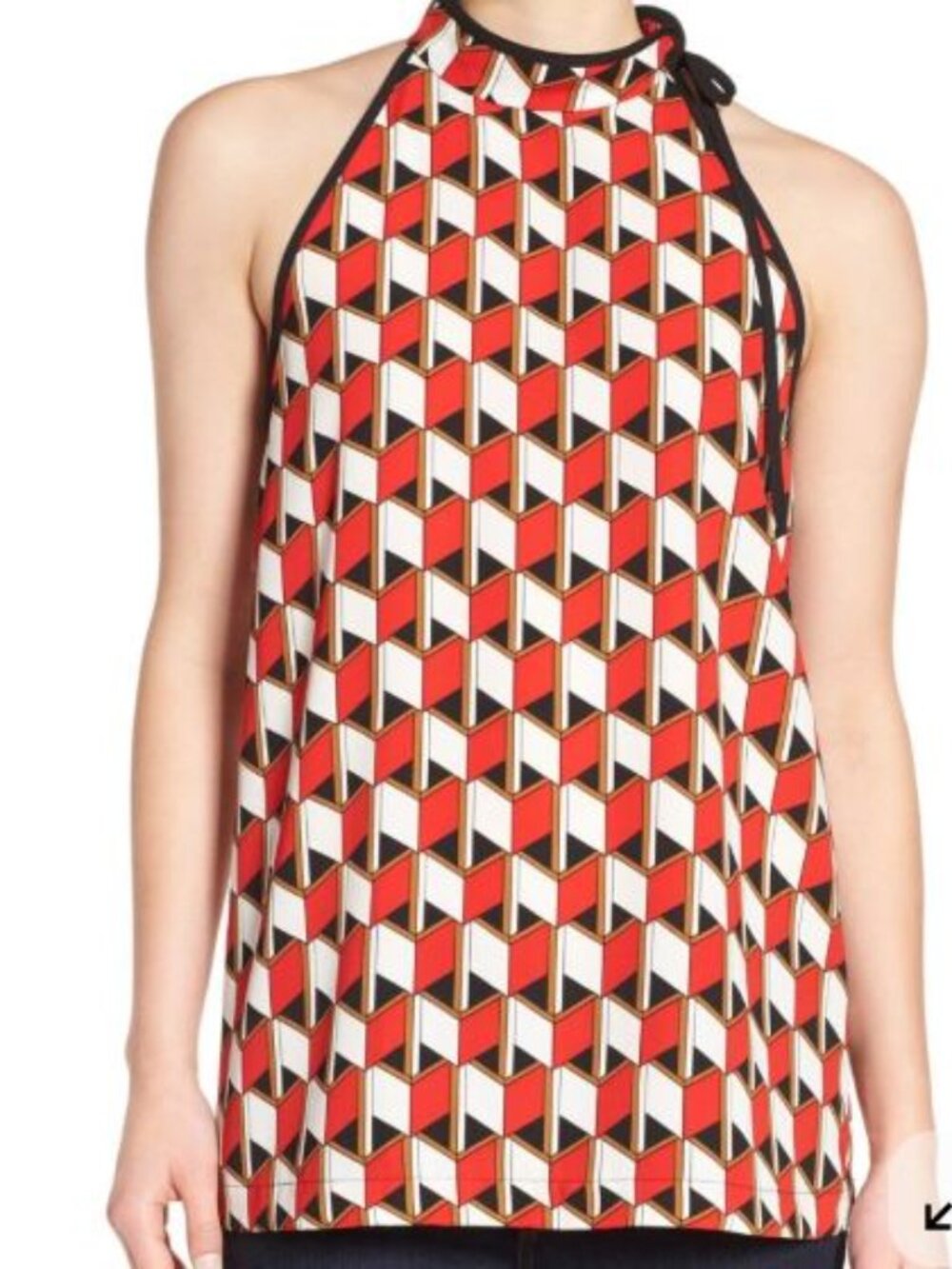 Anthropologie Pleione Geometric Side Tie Top Size L